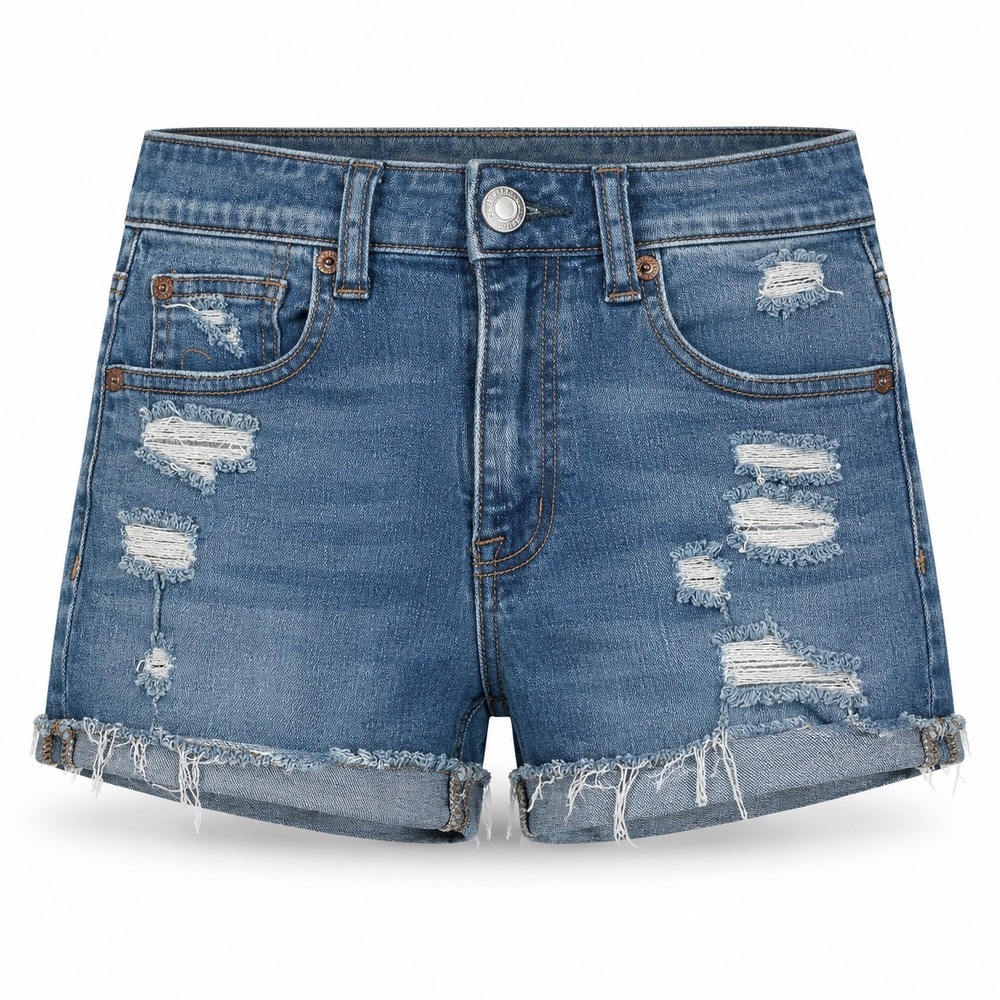 American Eagle Hi Rise Shortie 2 Denim Distressed Boho Festival Grunge Cutoffs